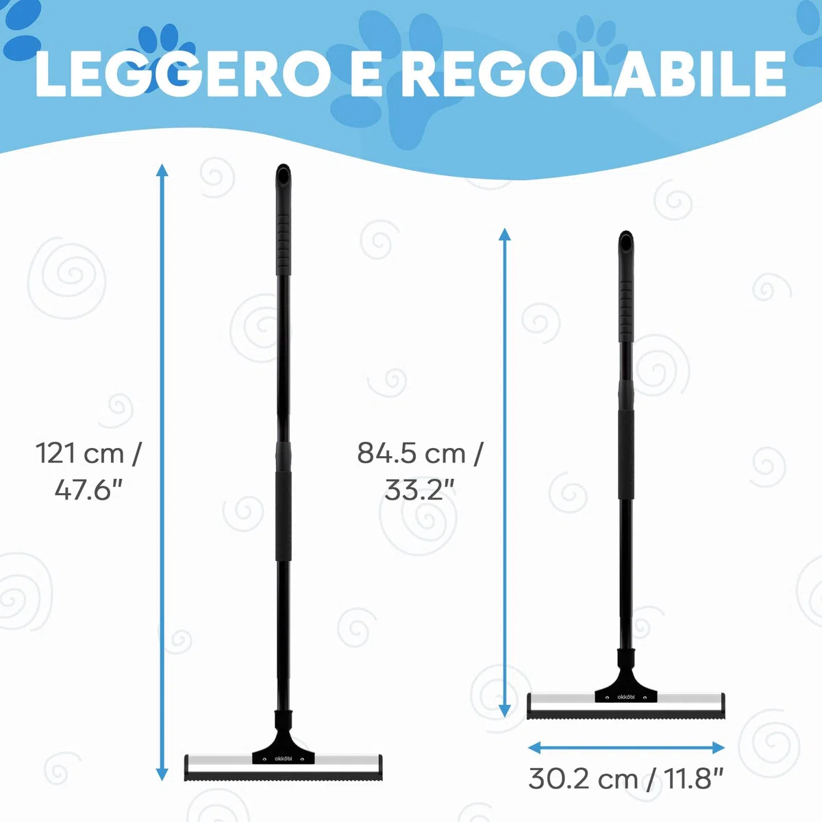 Scopa per Peli Animali – Rimuovi Peli Cane e Gatto – Scopa in Silicone per Peli Animali – Raccogli Peli Animali per Tappeti, Moquette, Pavimenti e Mobili – Rimuovi Peli Animali Telescopica