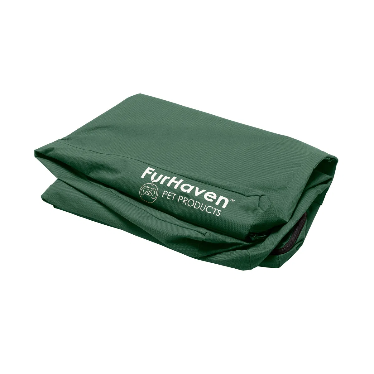 FurHaven, Copertura di ricambio per letto per cani, impermeabile, per interni/esterni, con logo stampato, in tela polycanvas Oxford, lavabile, verde foresta, L