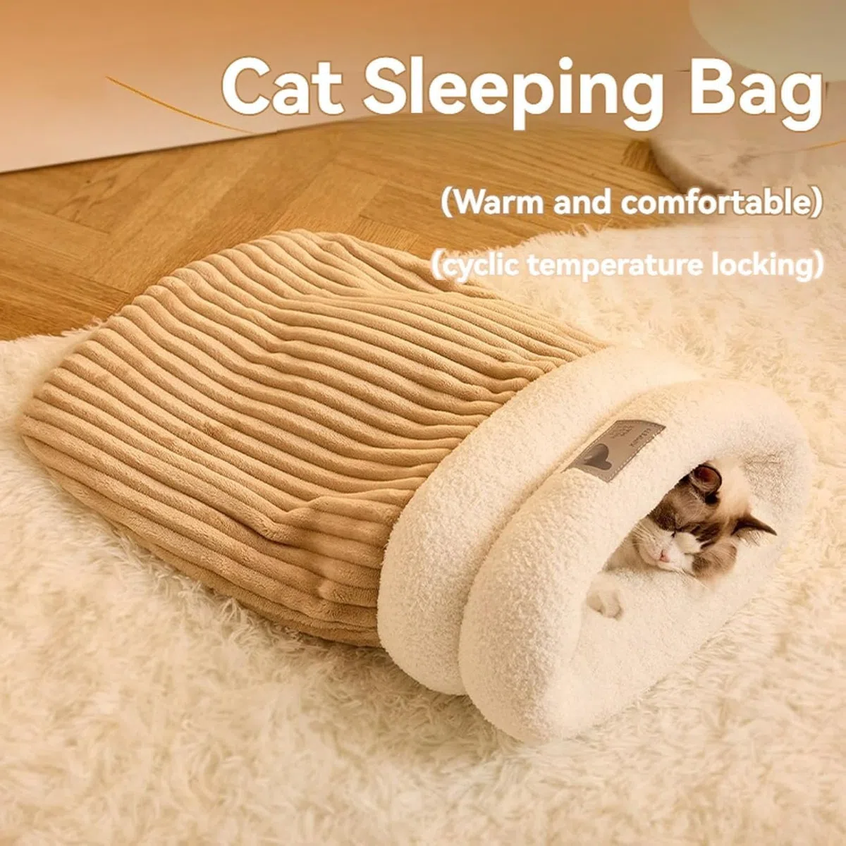 Sacco a pelo invernale per gatti, lavabile, ultra morbido, in cotone, per interni e gatti (grigio, L)