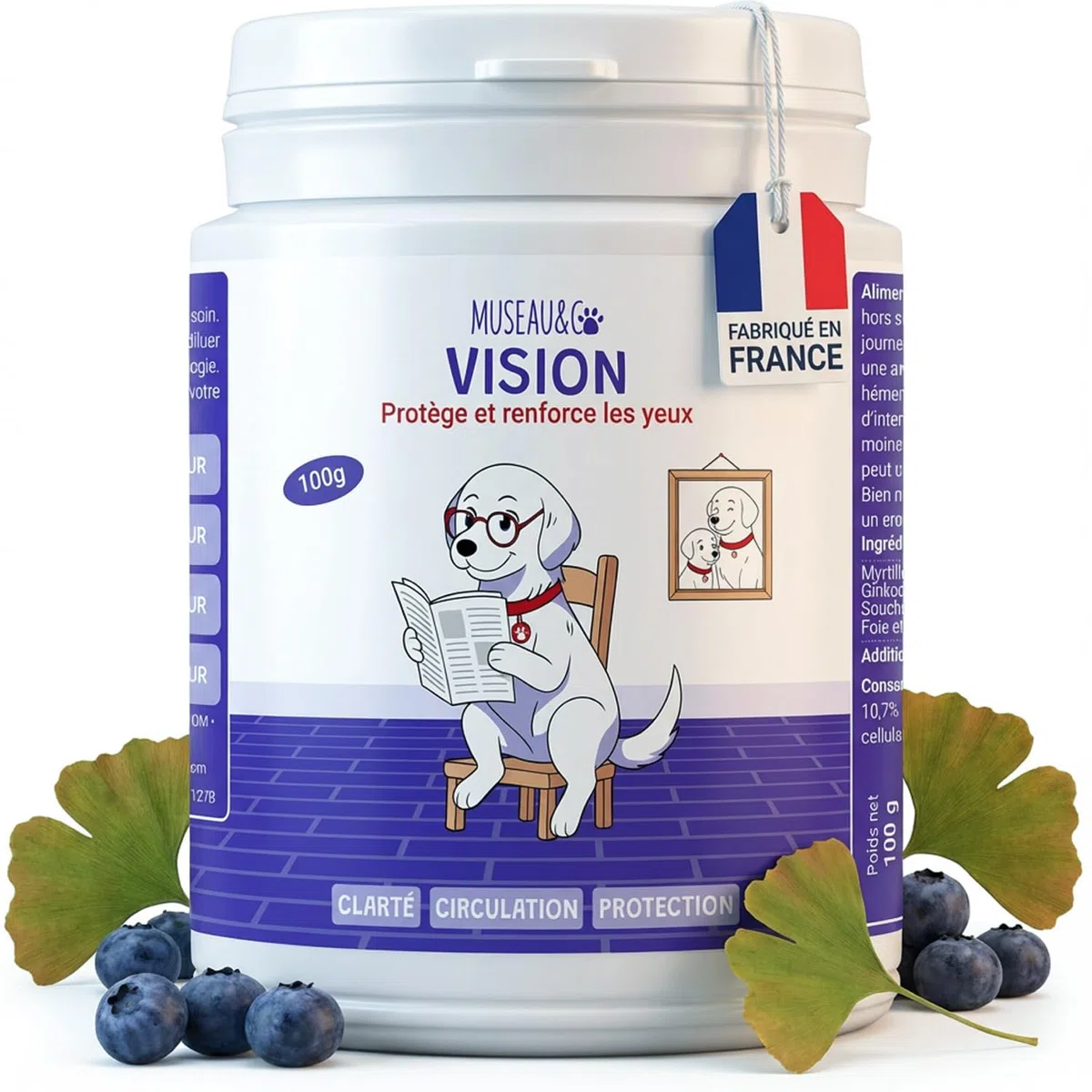 Vision 100 g – Integratore oculare naturale per cani e gatti | Mirtillo, Ginkgo, calendula | Antiossidanti e microcircolazione | Supporto per il comfort visivo | Appetito al fegato di pollo
