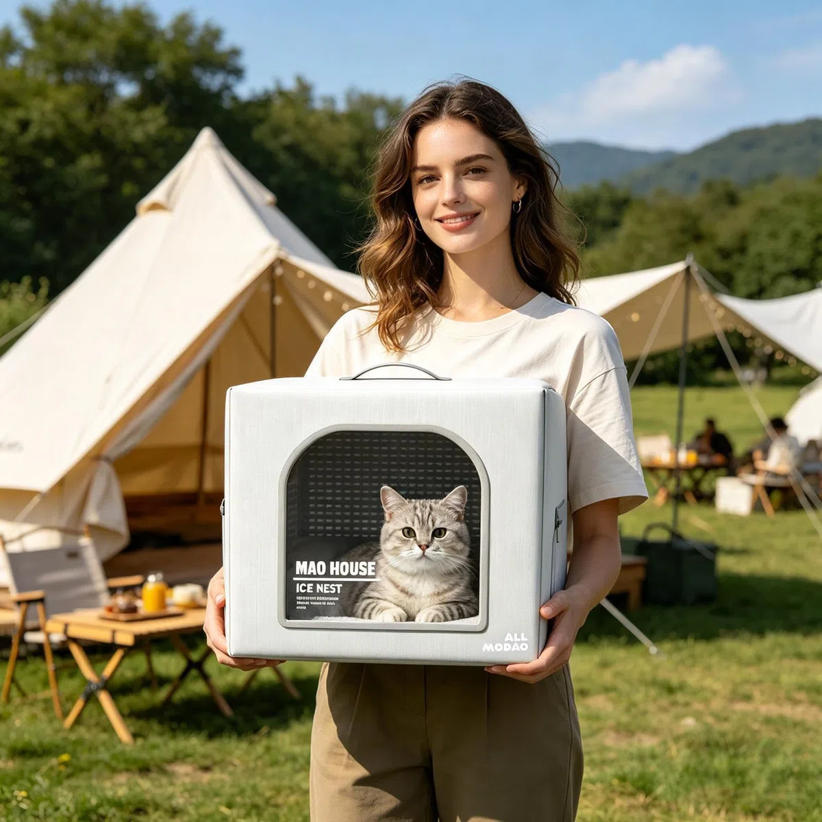 Casetta Rinfrescante Per Gatti - 20,07x15,74x13,77 Pollici Pieghevole Isolato E Resistente Alle Intemperie | Cuccia Per Cani Di Piccola Taglia Con 8 Impacchi Di Ghiaccio Riutilizzabili, Per Gat