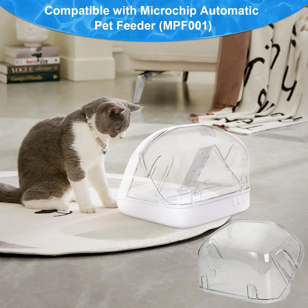 Copertura Posteriore per Nutrizione Microchip per Animali Domestici, Prevenzione di Alimentazione Mista e Ingresso Insettici,Alimentazione Microchip Accessori Compatibile con RFID Collare Pendente