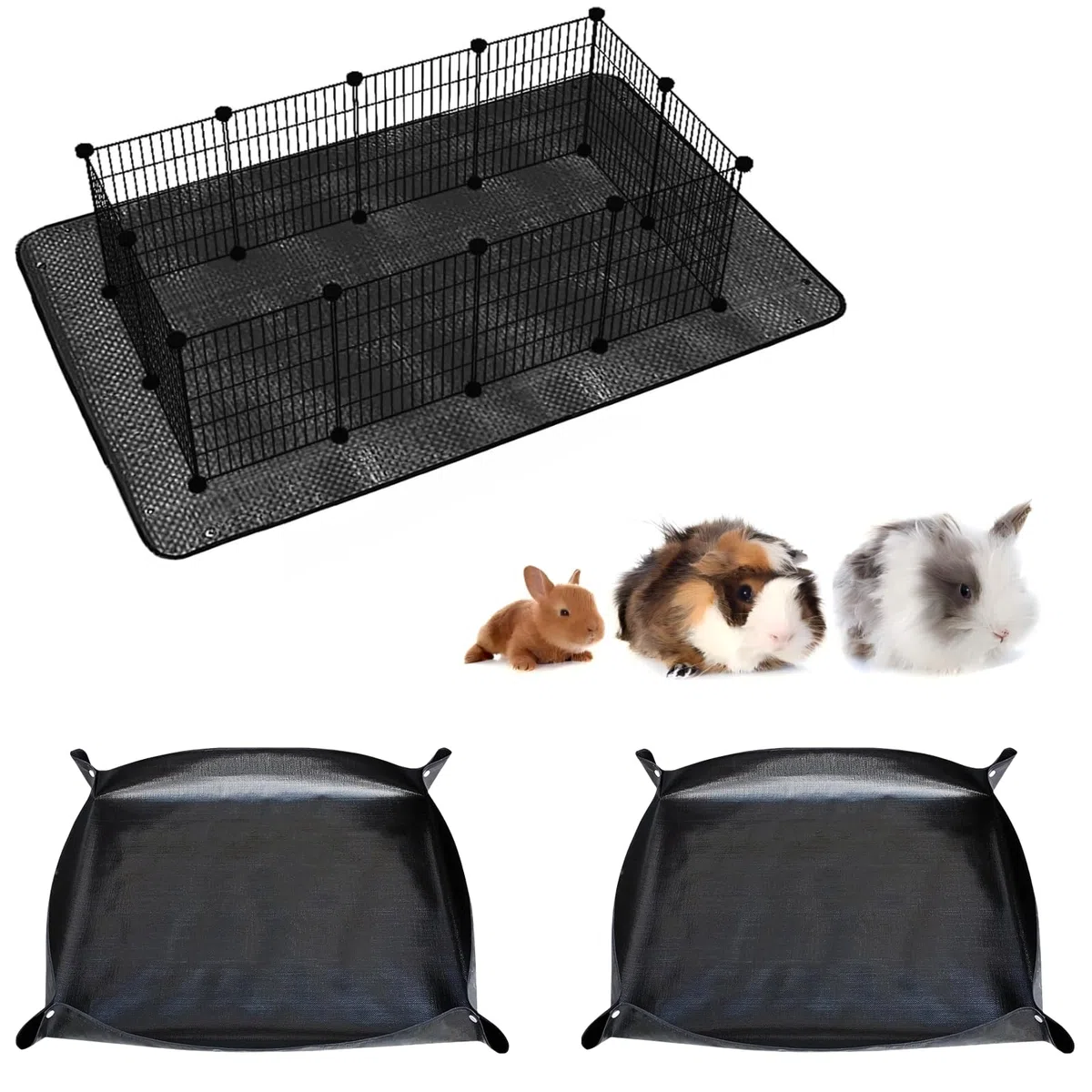 2 Pezzi Tappetino Impermeabile per Box Animali Domestici: 120×100 Rivestimento per Gabbia di Porcellini d'India, per conigli, Cavia, Base Riutilizzabile per Piccoli Animali