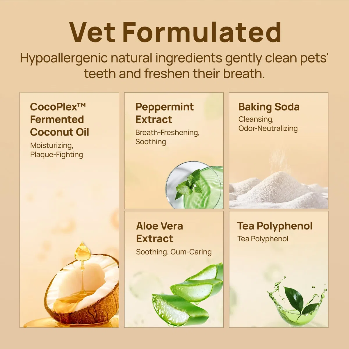 HICC PET Salviette dentali per cani e gatti, salviette per rimuovere placca e tartaro senza spazzolino, rinfresca l'alito, lenisce le gengive con olio di cocco, senza alcool e sicure da leccare