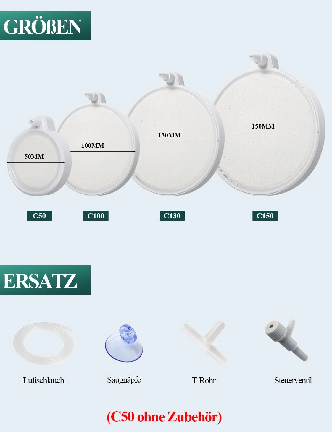 boxtech Pietra ad Aria per Acquario, Acquario Diffusore di CO2 Kit, diffusore Silenzioso Super Alto per Ossigeno disciolto per acquari e idroponici (150mm)