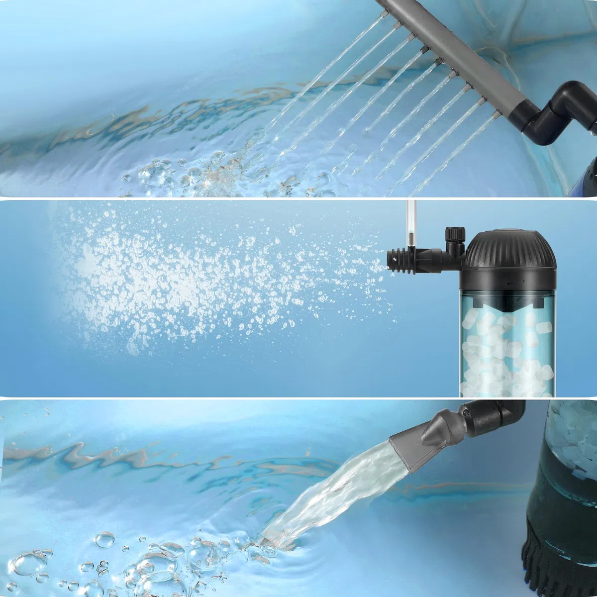 Filtro interno per acquario da 6 W con filtraggio del flusso di 500 l/h, ossigenazione, circolazione per acqua pulita, flusso d'aria regolabile, basso rumore e silenzioso