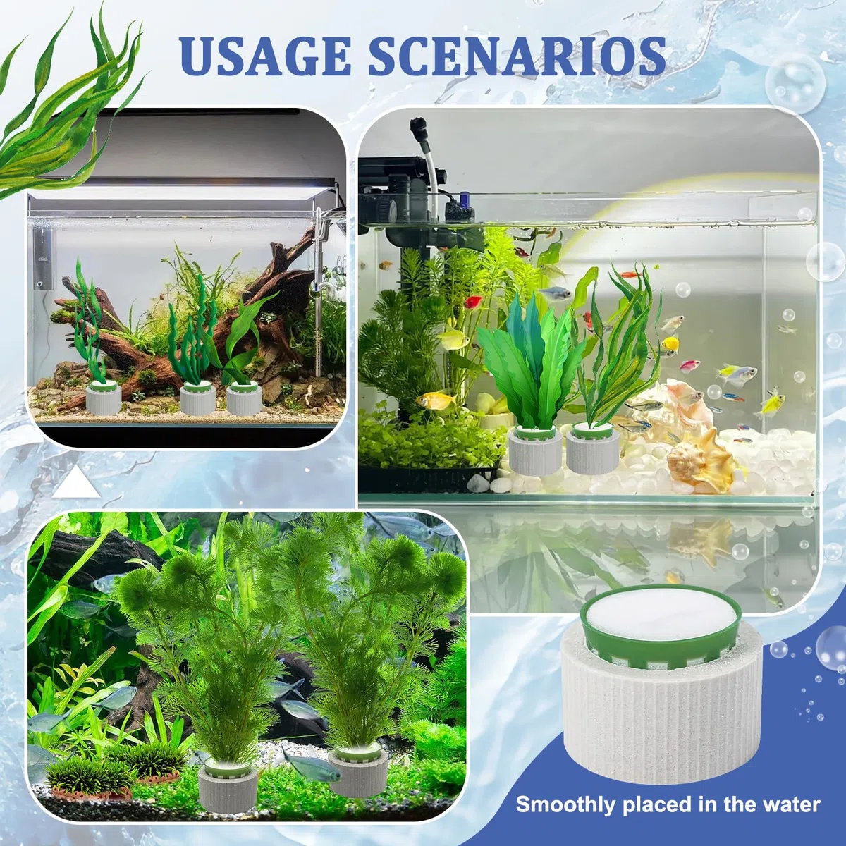15 Pack Acquario Pianta Pesi, Pianta Pesi per Serbatoio di Pesce, Anti-Floating Acquario Fisso Anello Ancore per Paesaggio Decorazione Accessori