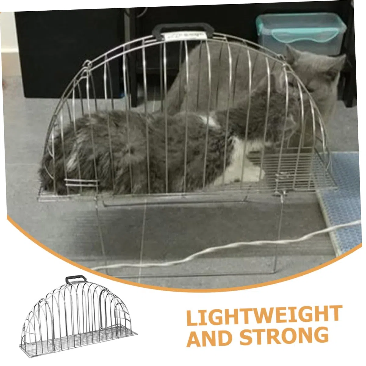 Sosoport Gabbia in Metallo Per Lavaggio Gatti Resistente Ai Graffi Portatile Con Maniglia Trattamento Unghie e Bagno Sicuro Per Animali Domestici Trasportabile Per Toelettatura Interna Ed e
