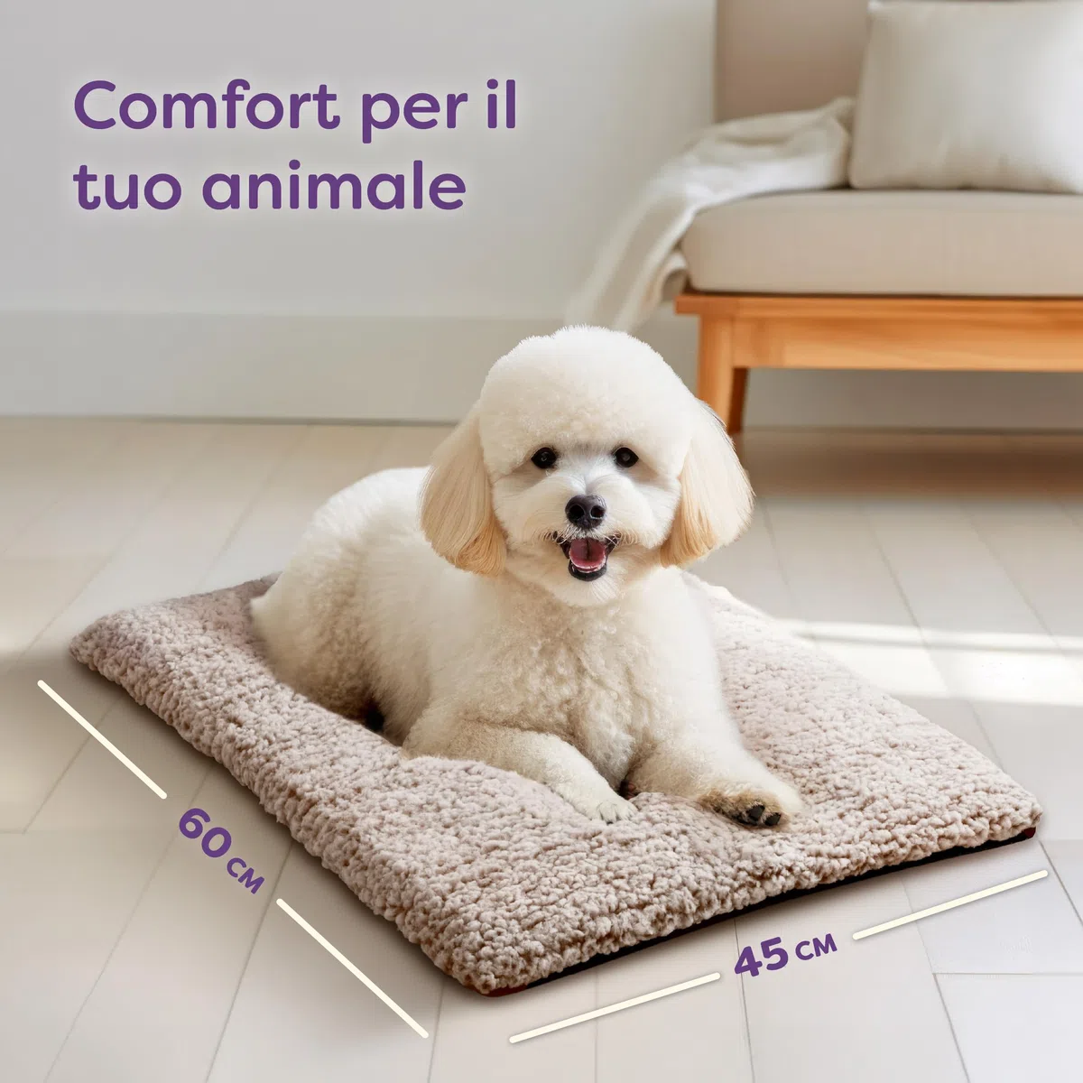 Knupis Tappeto Cuscino Autoriscaldante Gatto e Cani 60x45cm - Cuccia Coperta Termica per Gatti - Riduzione del Rumore - Rivestimento Lavabile - Con Fondo Antiscivolo (Marrone)