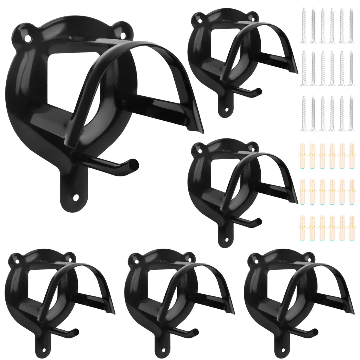 6 Pezzi Ganci Briglie per Cavalli, Ganci per Briglie, Staffa per Briglie in Metallo, Montaggio a Parete, Supporto per Briglie con Tubi e Viti per Briglie Accessori