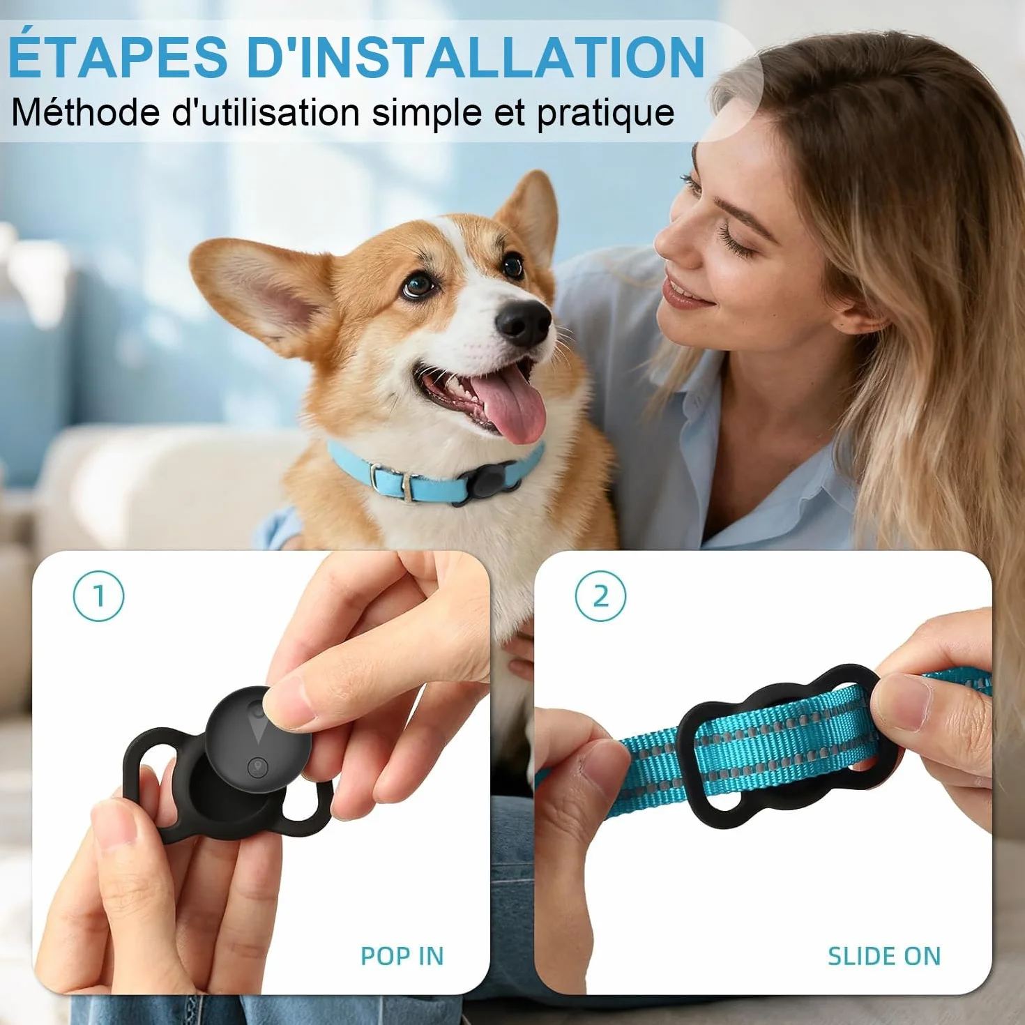 Collare GPS Gatto,GPS per Cani Supporta Sia I Sistemi iOS che Android, Localizzatore GPS per Cani in Tempo, Batteria A Lunga Durata, Localizzatore per Animali Domestici Impermeabile-Nero
