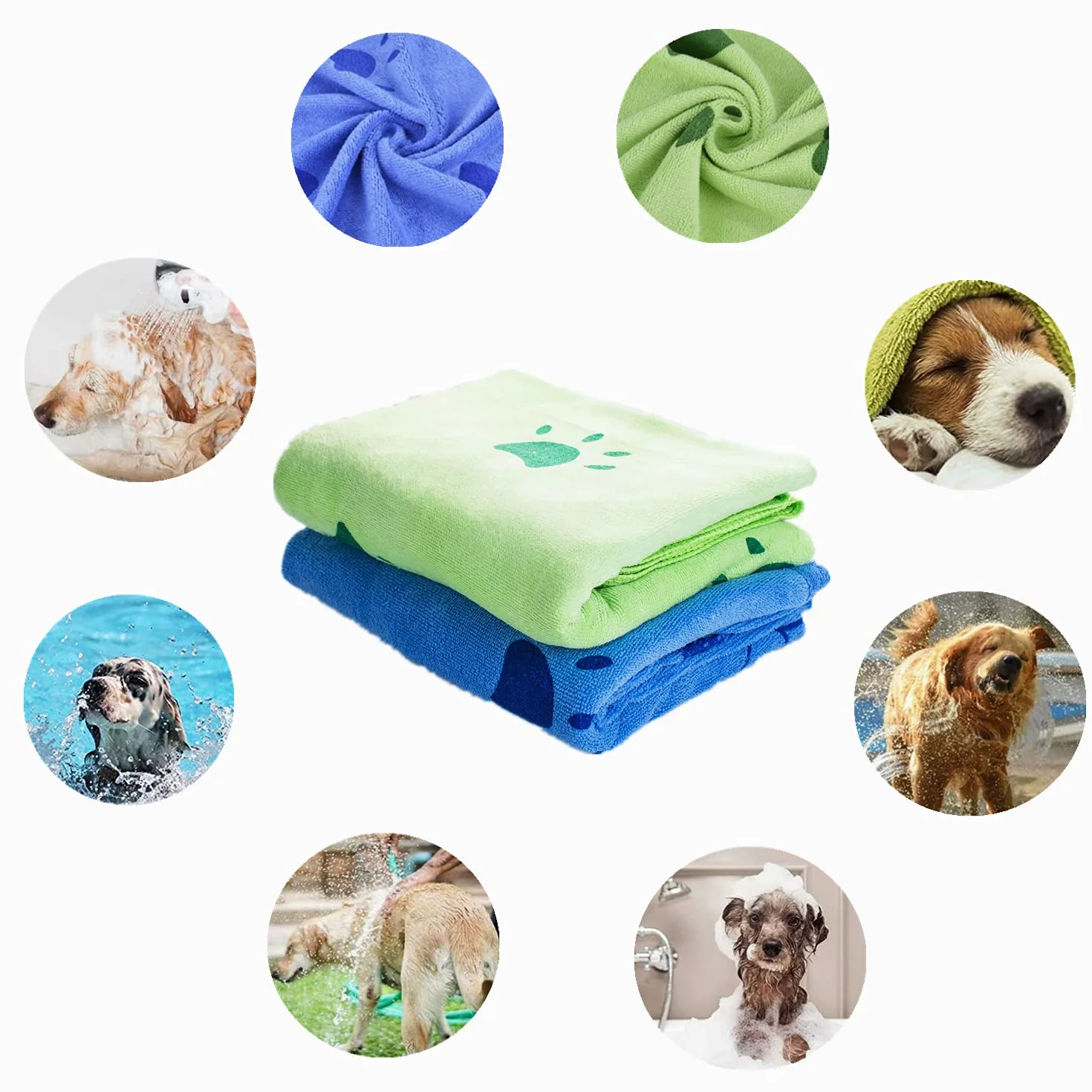 2 Pezzi Asciugamano per Cani in Microfibra Super Assorbent Coperta per Cani Lavabili 140cm x 70cm Asciugamani da Cane Accappatoio Rapido Veloce per Animale Domestici Cani Gatti