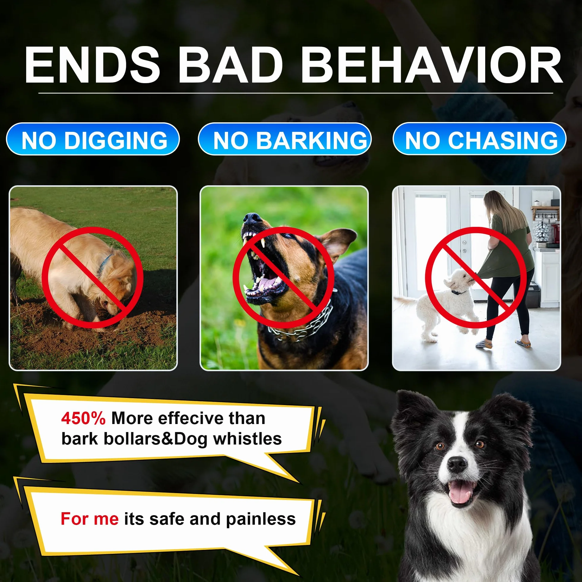 Dispositivo anti-abbaiare e silenziatore per cani vicino a 3 livelli, dispositivo anti-abbaiare, dispositivi di arresto della corteccia ad ultrasuoni, controllo dell'abbaiamento del cane, deterrente