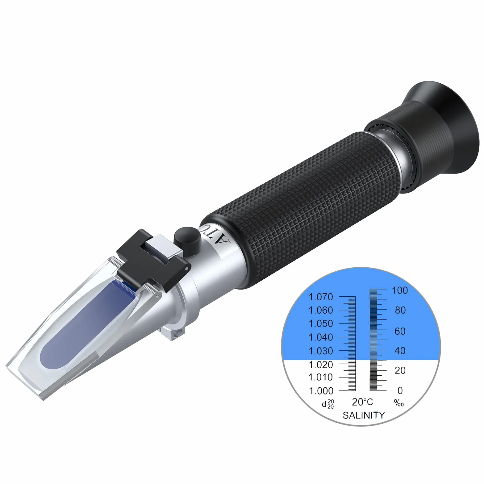 AUTOUTLET Refrattometro Salinità Acquario con ATC Doppia Scala 0-100 PPT e gravità Specifica 1.000-1.070 per Acqua Marina Pesci Piscina Strumento di Precisione