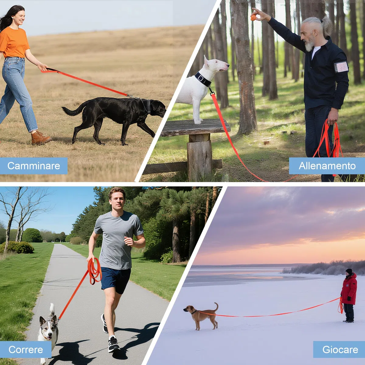 Guinzaglio da Addestramento Impermeabile per Cani, 1,8m/ 3m/ 5m/ 10m/ 15m/ 20m/ 25m/ 30m Robusta e Resistente con Maniglia e Moschettone, Perfetta per Cani di Taglia Piccola e Grande