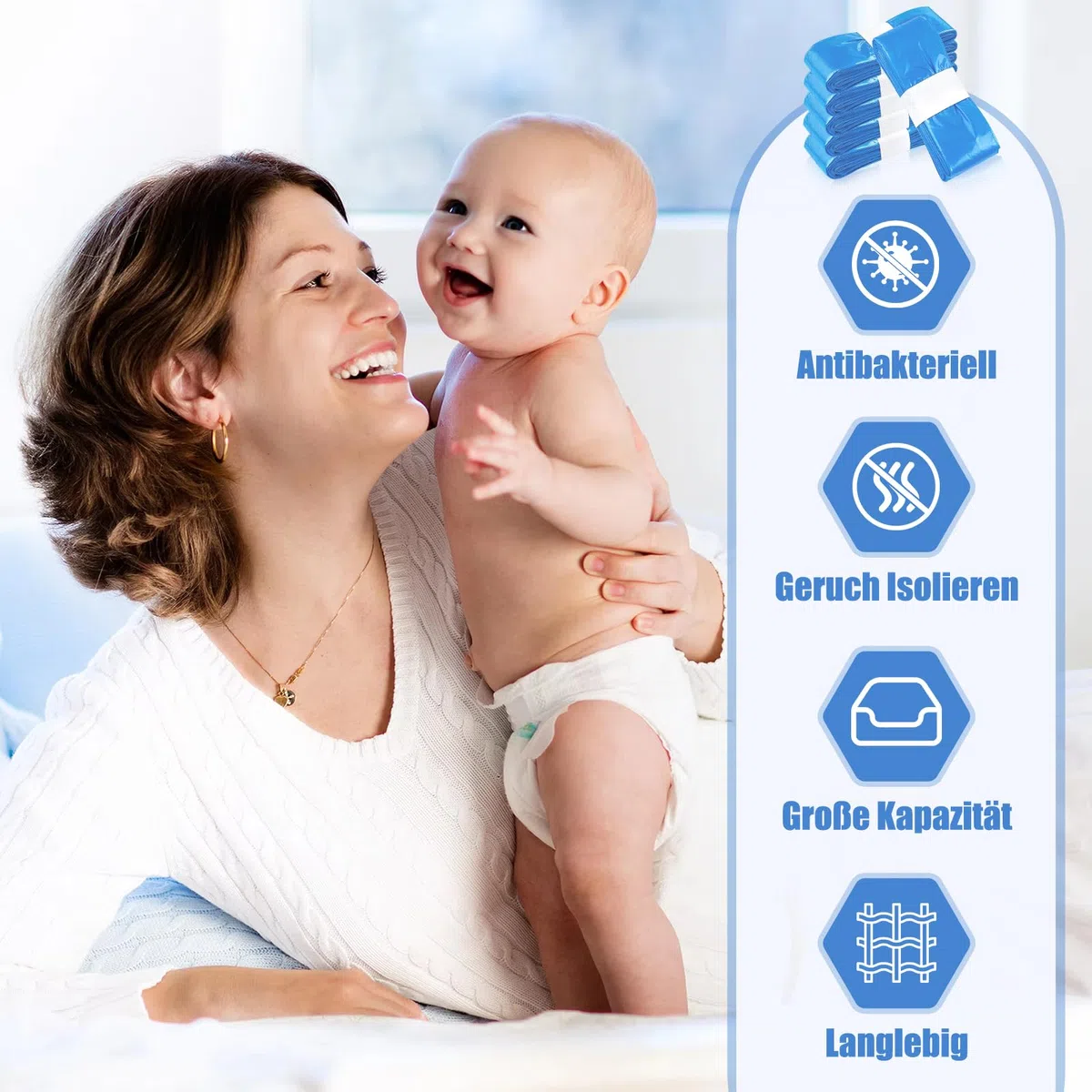 12 Pezzi Ricarica Mangiapannolini, Sacchetti Mangiapannolini Profumati Universali, Compatibile con AngelCare, Litter Locker e Tommee Tippee