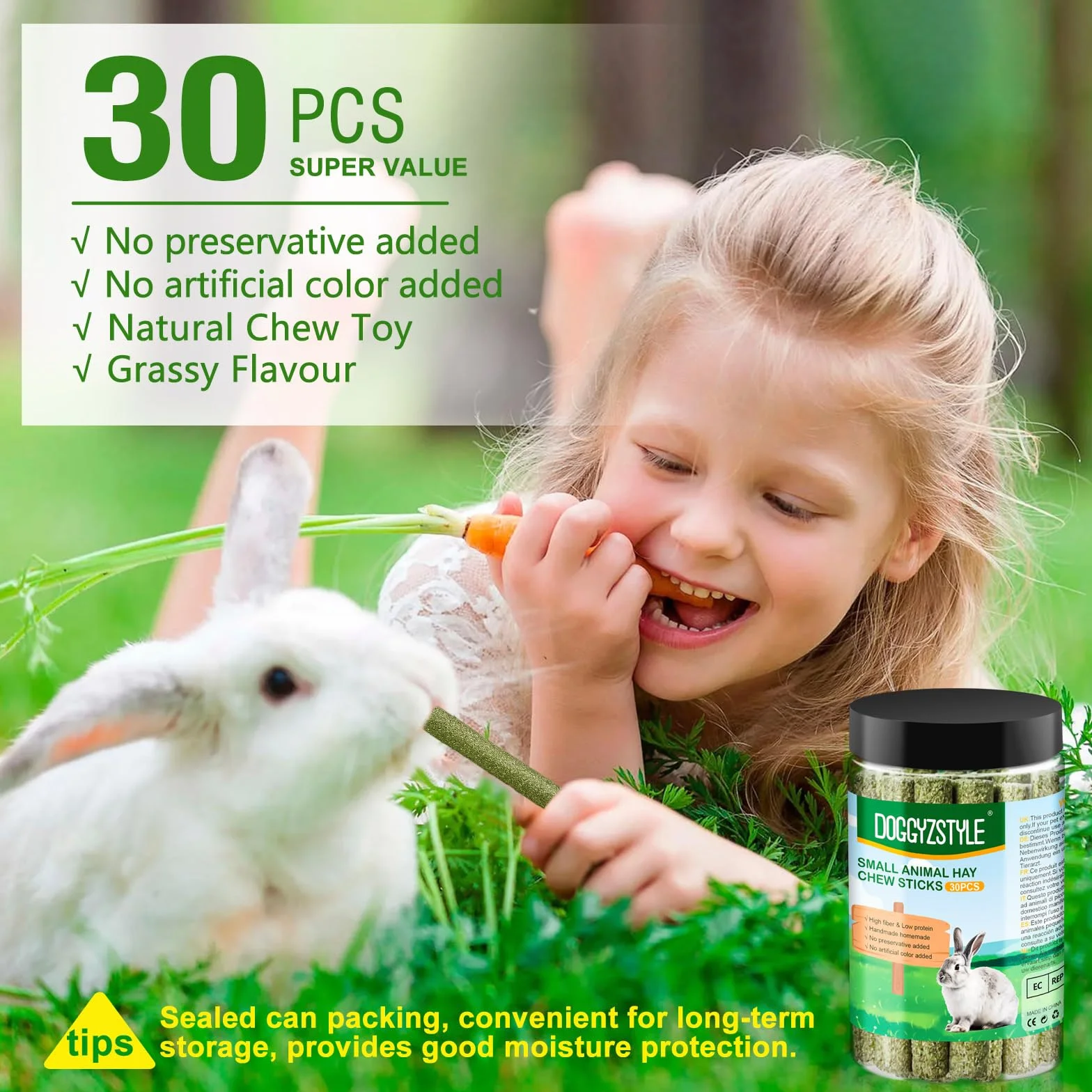 30Pcs Coniglio Tratta Timothy Hay Sticks,Fieno Di Timothy Naturale Per Coniglio,Porcellini D'India, Cincillà,Criceti,Giocattoli Da Masticare Fatti A Mano Per Conigli Cibo Per Conigli
