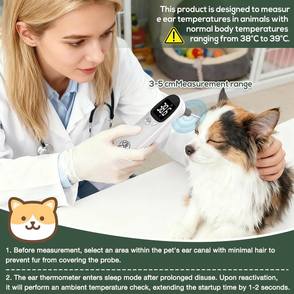 Termometro Auricolare per Cani, Termometro Orecchio per Gatti, 12,8 * 3,9 cm Termometri per Gatti per Orecchie, Monitor Della Temperatura 'Orecchio del Cane per Cane, Gatti, Maiali