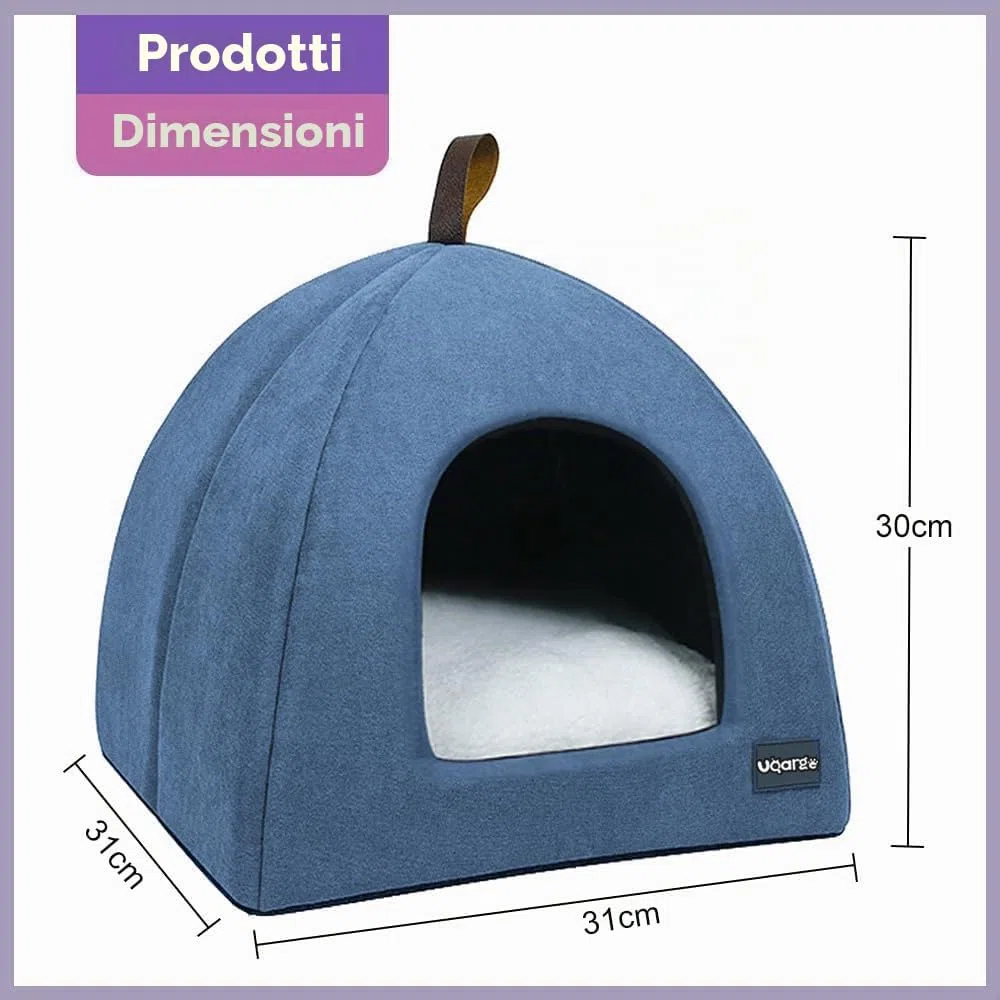 Voarge Letti per gatti, grotta morbida, in pile caldi, con cuscino interno rimovibile e lavabile, blu, Small