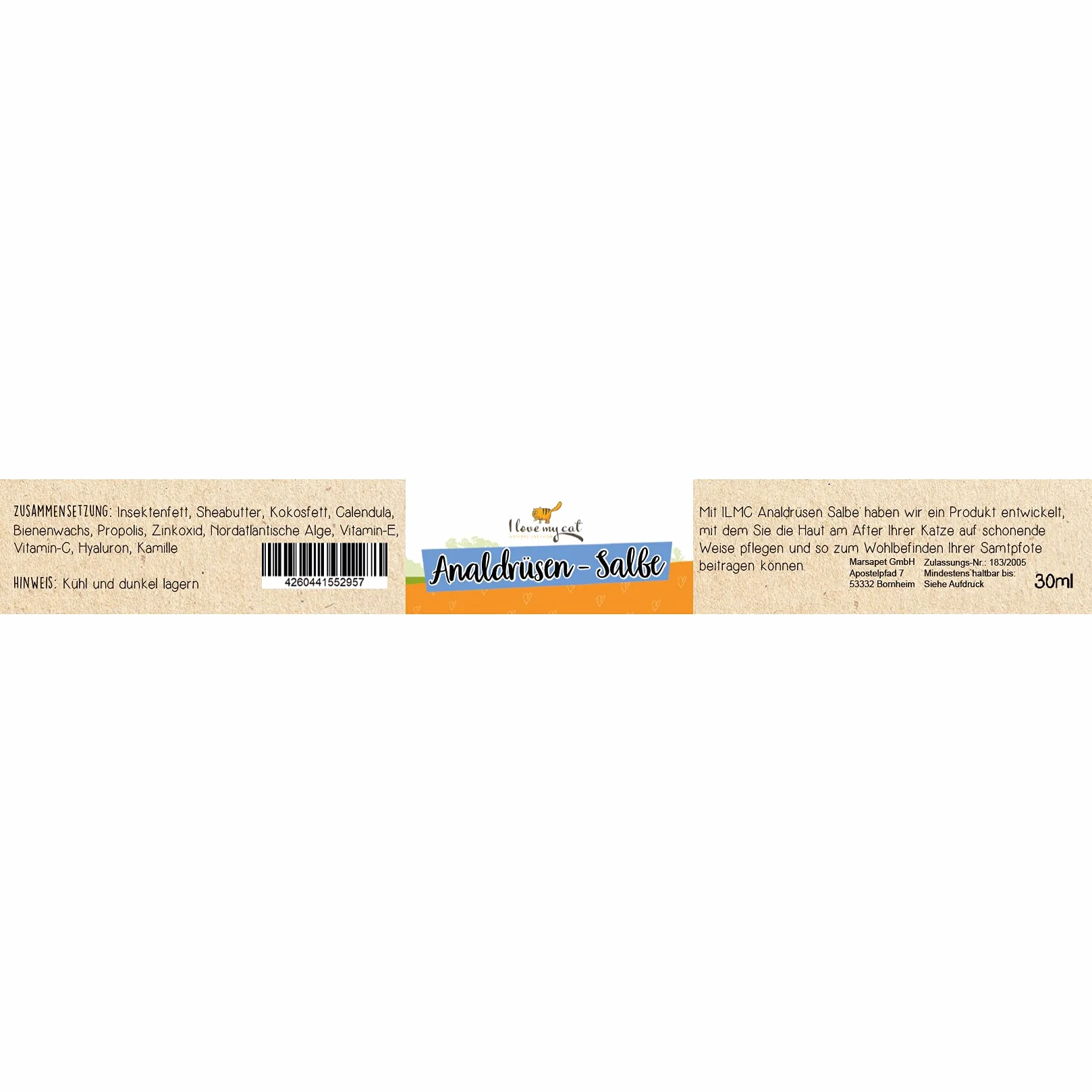 I Love My Cat – Unguento per Le ghiandole Anali dei Gatti - 30 ml. Crema per la Cura di Alta qualità, Ideale per contrastare i Problemi alle ghiandole Anali del Tuo Gatto in Modo Naturale.