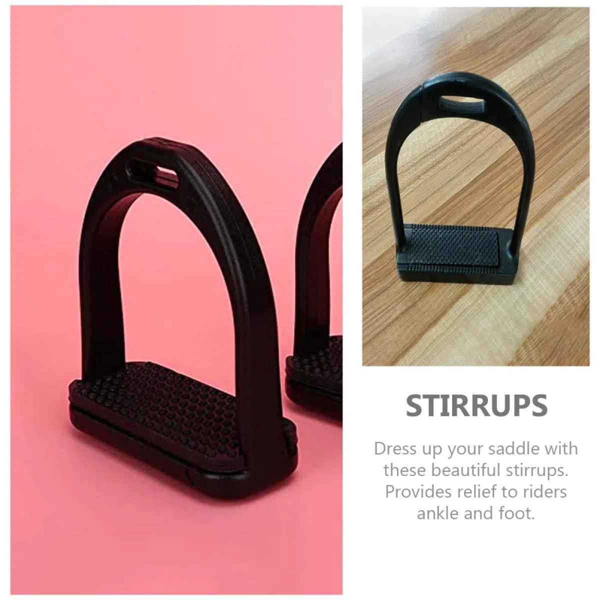 Uonlytech Staffe Antiscivolo per Equitazione 2 Pezzi in Plastico Nero, Resistenti All'usura Struttura Semplice, Facili da Montare per Riding Sicuro