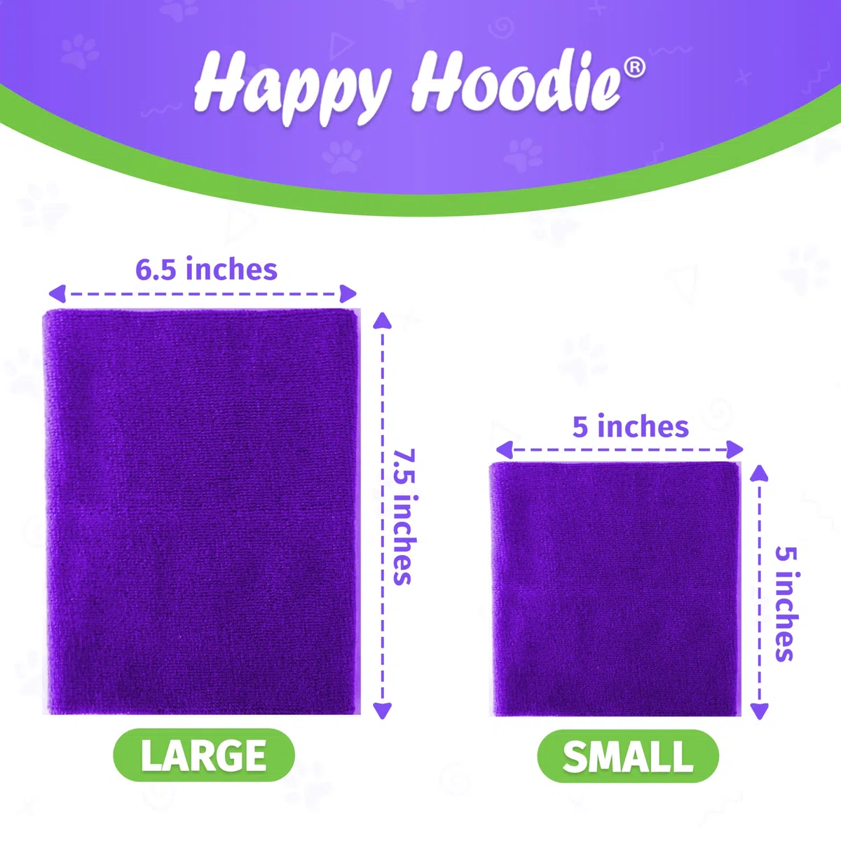 Happy Felpa con cappuccio per cani e gatti, marca americana per alleviare l'ansia, antirumore, cura del pelo, fuochi d'artificio, confezione da 2, viola (1 piccolo, 1 grande) – dal 2008