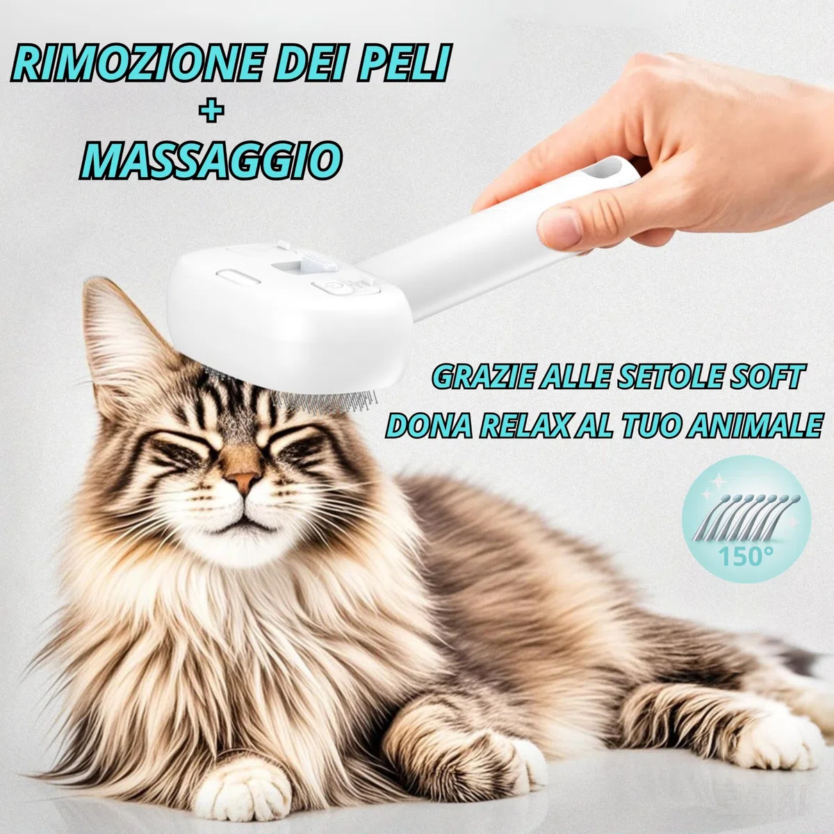 Spazzola a Vapore per Cani e Gatti,3-in-1 Luce UV Igienizzante, Setole Arrotondate, Rimozione Pelo Morto e Nodi, Batteria 500mAh Ricaricabile USB, Kit Toelettatura Professionale, Bianco