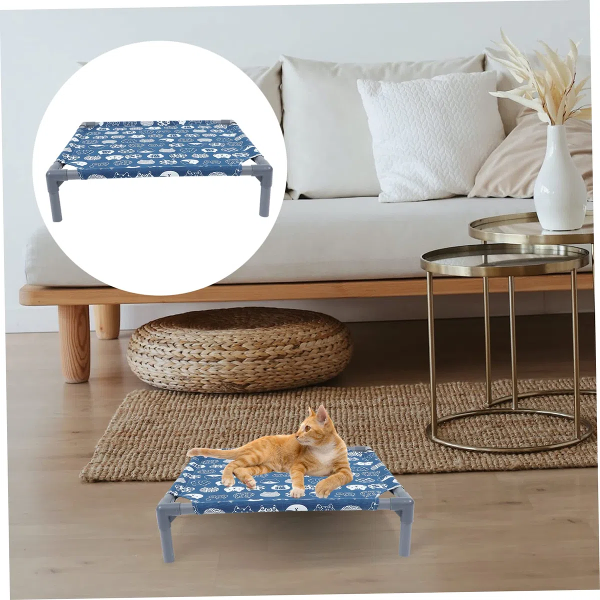 BESPORTBLE Amaca Traspirante Per Nido Per Gatti Per Gatti Letto Di Cavia Coccolarsi Doppia Cuccia Per Lettino Per Nascondiglio Cuccia Per in Vimini Blue Poliestere