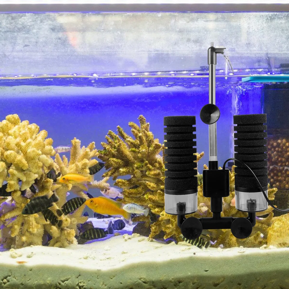 Filtro in spugna per acquario, filtro in schiuma silenziosa, filtro per acquario con sfera filtrante, filtro elettrico per acquario, filtro a doppia spugna, filtro per acquario, filtro meccanico