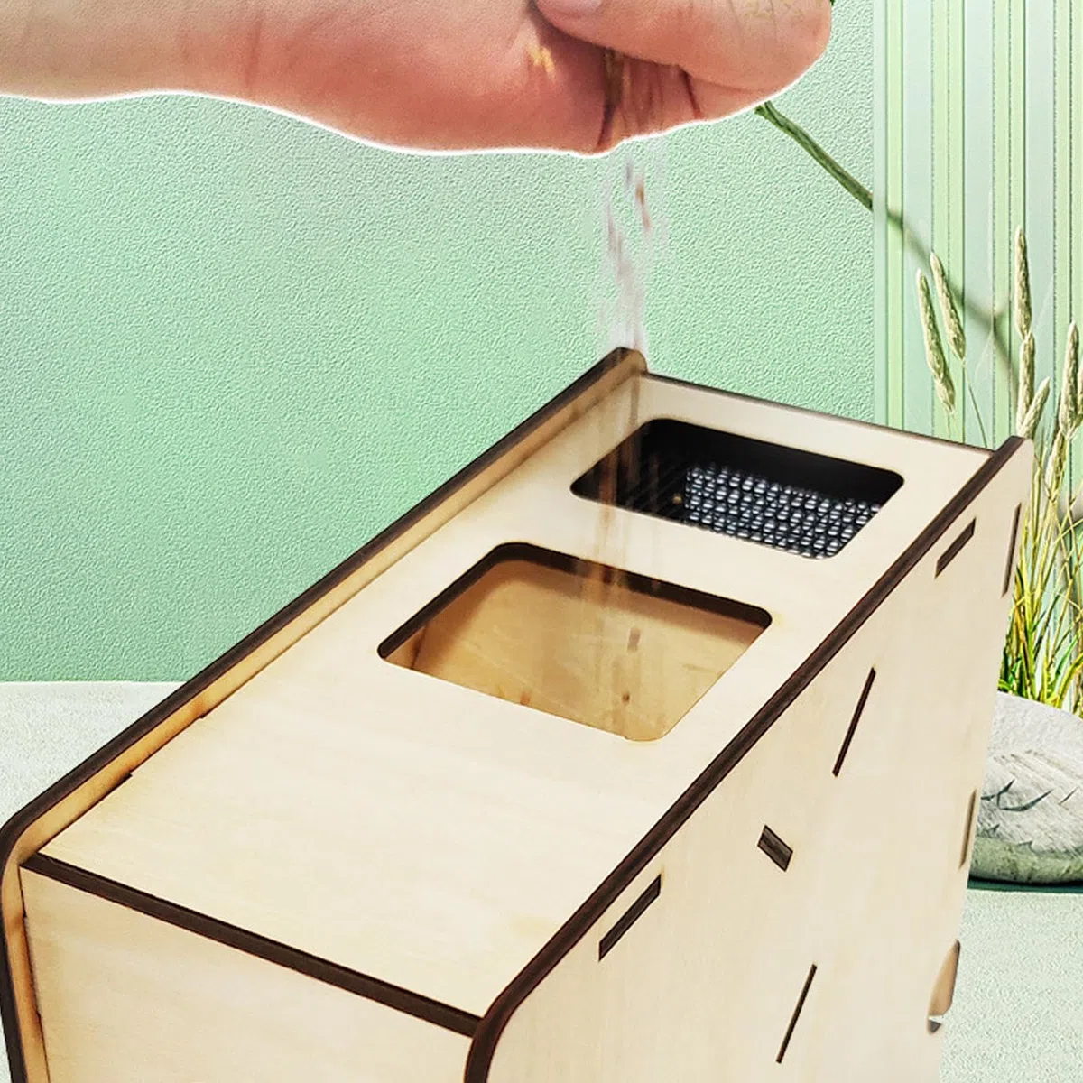 Macchina per soffiare cereali per uccelli, separatore di grani in legno, macchina separatrice per gusci, riutilizzabile, per grani di miglio