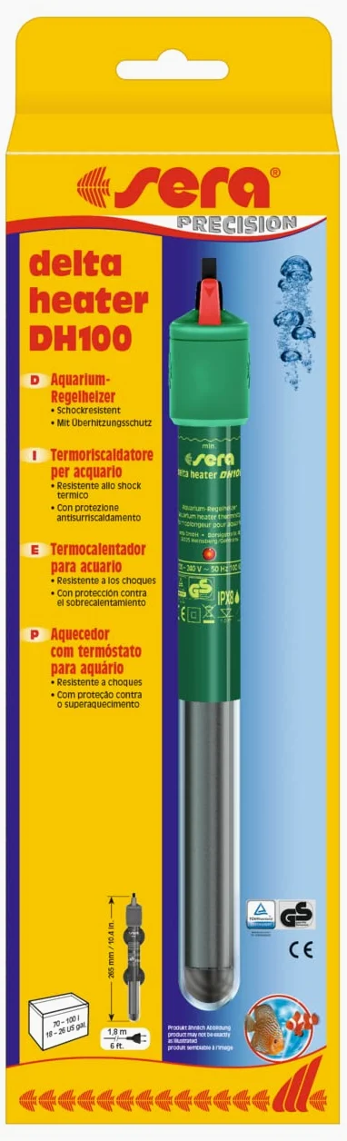 Sera - Termoriscaldatore per Acquario, Resistente allo Shock Termico, in Versione particolarmente Sottile, con Protezione antisurriscaldamento