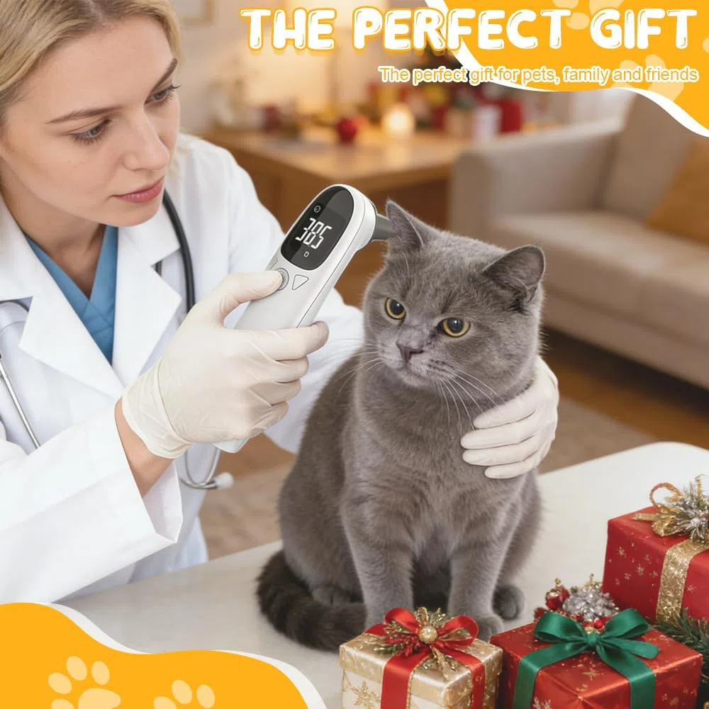 Termometro Auricolare per Cani, SGZIOO Termometro per La Febbre per Cani e Gatti Con Display LED, Termometro per La Febbre per Cavalli, Termometro per Canis, Gatti, Mucche, Cavalli e Animali