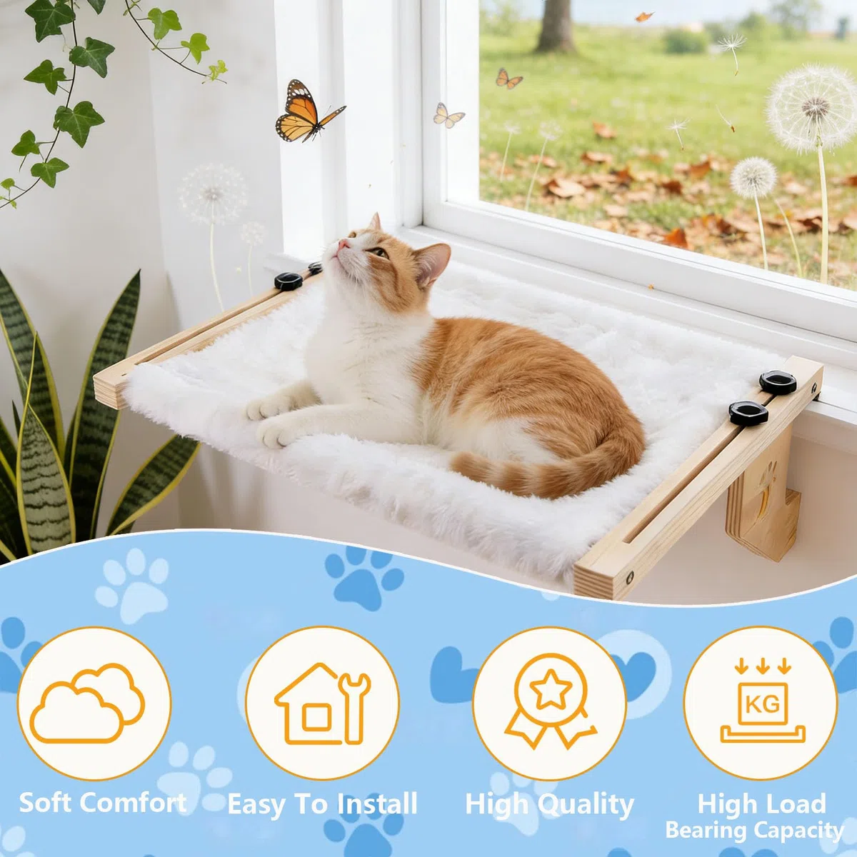 Amaca per gatti termosifone, cuccia gatto termosifone in legno, amacada finestra, sdraio per gatti da davanzale per riscaldare il bordo della cuccia, accessorio per amaca da interno