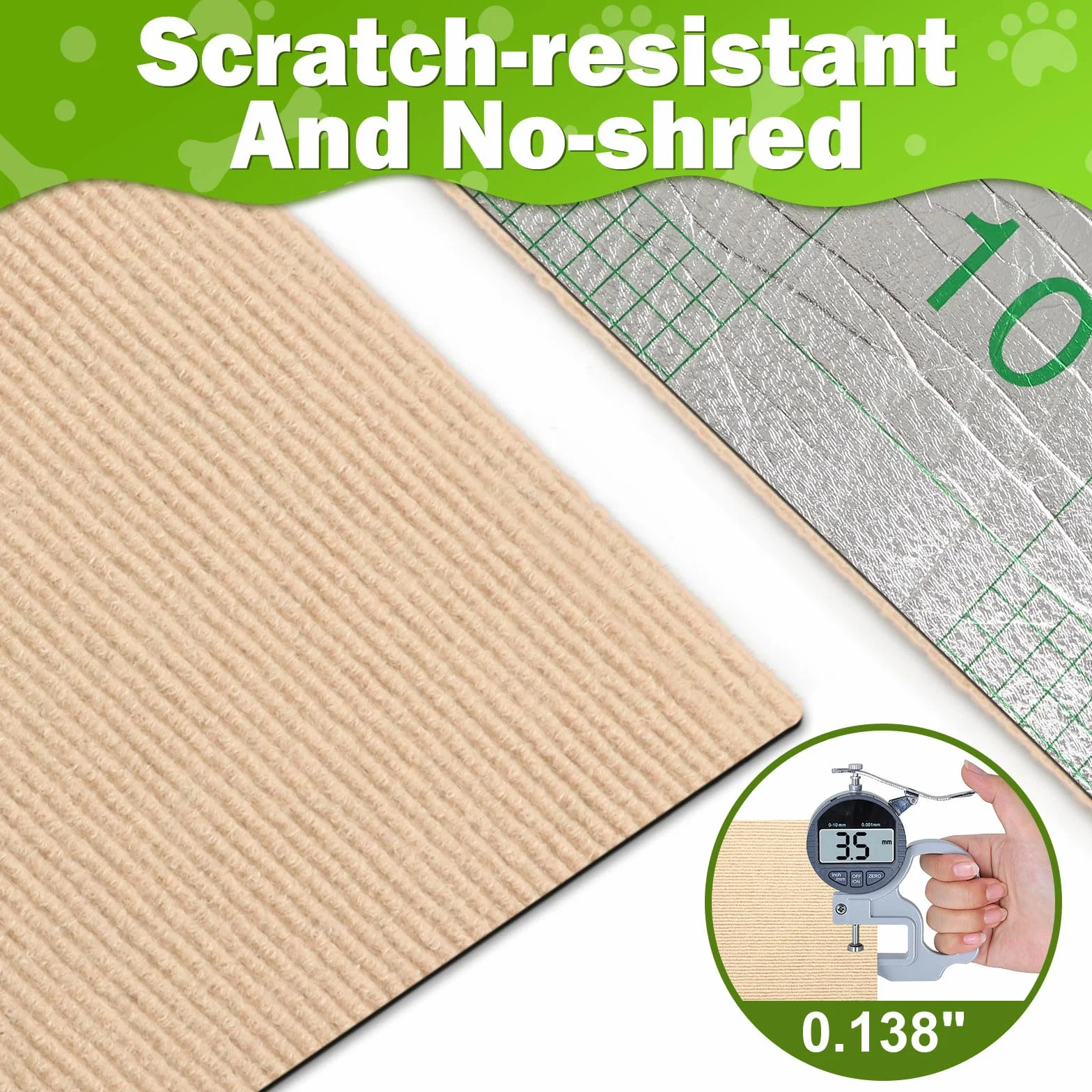 ENONCI - Tappetino tiragraffi autoadesivo per gatti e altri animali domestici, protezione antigraffio per divano e mobili, riutilizzabile (beige, 40 x 120 cm)