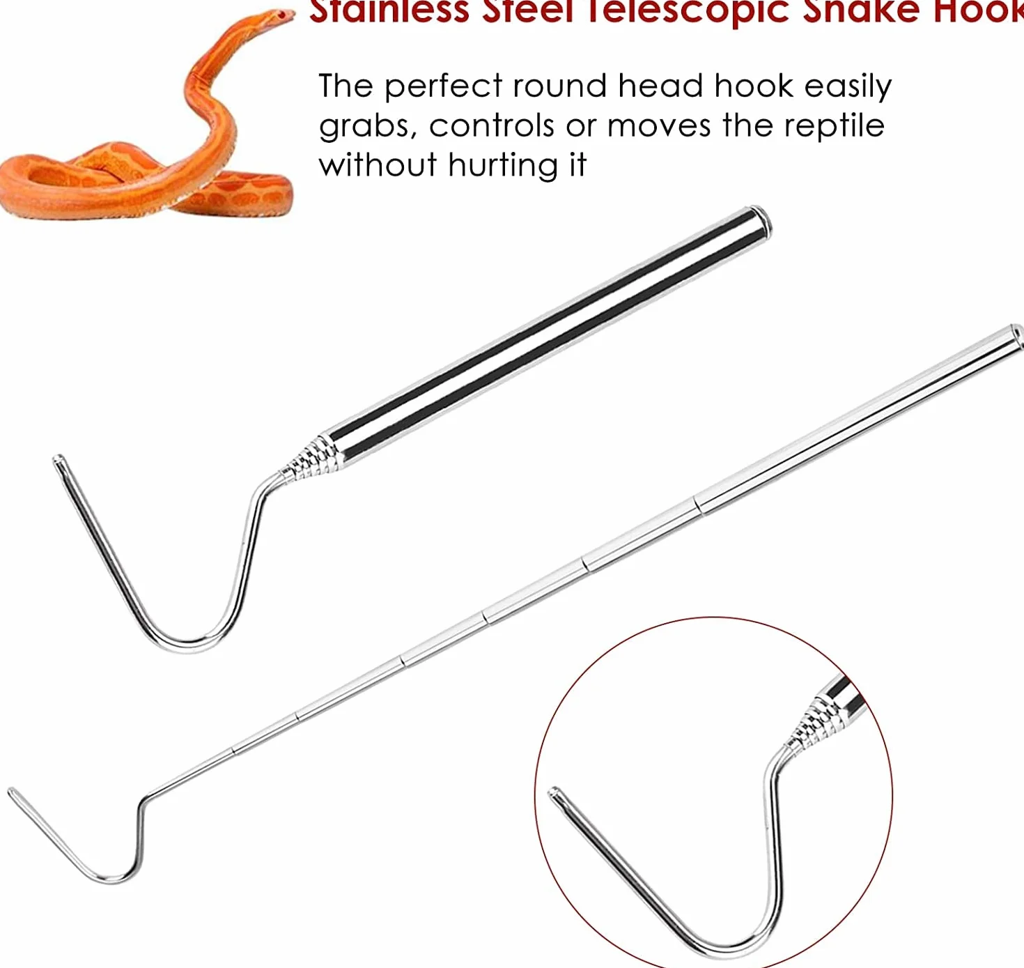 Zerodis Gancio di Cattura del Serpente in Acciaio Inossidabile telescopico Estensibile Cattura Serpente Gancio Cattura rettili per Cattura di rettili Controllo Animali in Movimento Samll