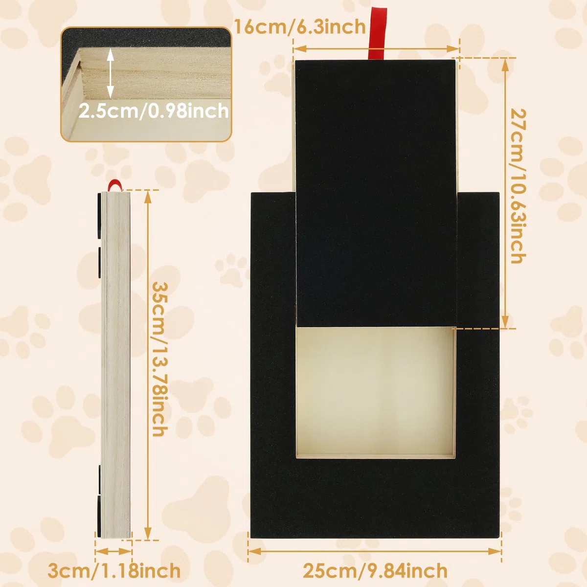 Lima per unghie per cani, in legno, con scatola per snack integrata, carta vetrata, per cuccioli, alternativa a tagliaunghie e smerigliatrici per cani (nero)