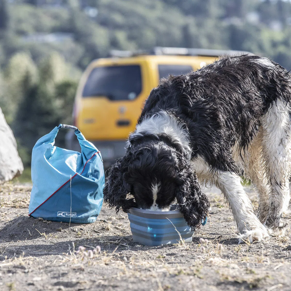 Kurgo Kibble Carrier - Contenitore Portatile per Cibo Secco per Cani - Ideale per Viaggi e Campeggio con Struttura Compatta e Capacità 2,3 kg - Blu Navy