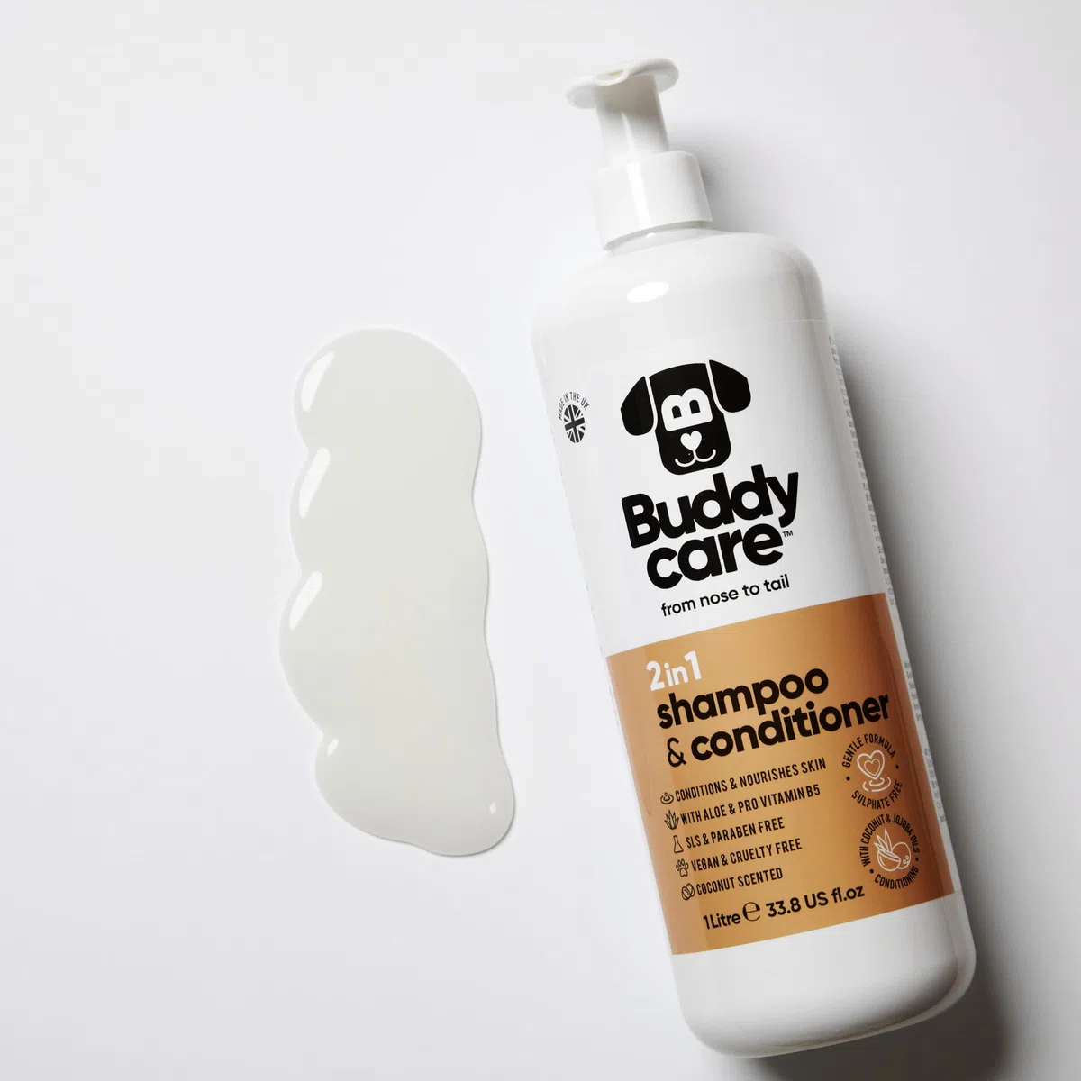 2in1 Shampoo & Balsamo di Buddycare - Pratico shampoo e balsamo per cani in uno - Con aloe vera e pro-vitamina B5 (1L)