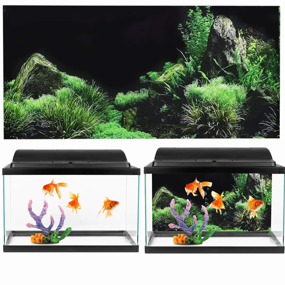 Effetto 3D Seafloor Acqua Erba Poster Autoadesivo Rettile Terrario Acquario Sfondo Acquario Adesivo murale Acquario Sfondo Poster subacqueo PVC Decor Wall Paper (61 x 40cm)