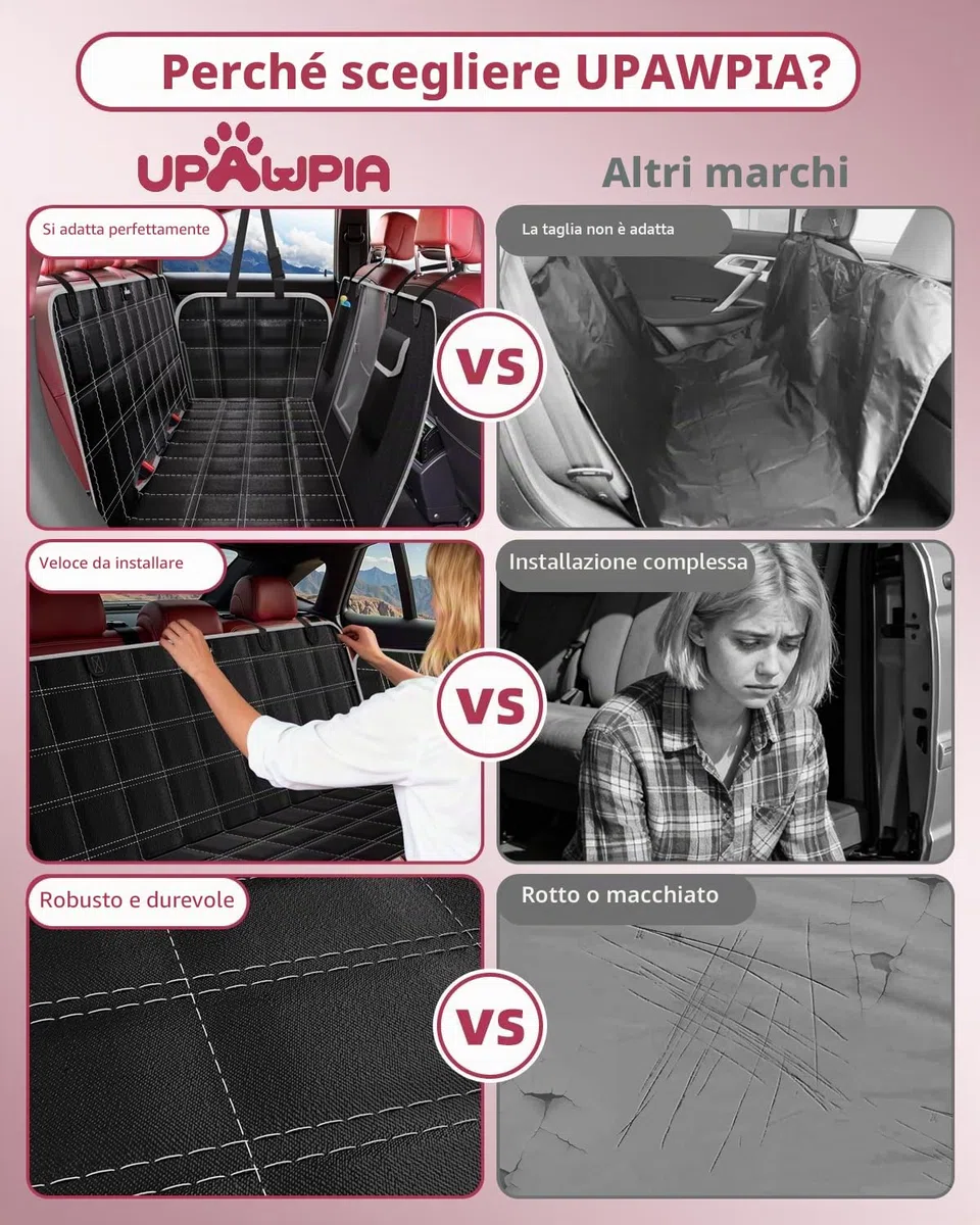 Coprisedile Auto per Cani 600D Impermeabile Telo Posteriore Auto per Animali con Protezione Laterale Antigraffiato e Antiscivolo Telo Macchina per Cani Adatto alla Maggior Parte delle Auto SUV