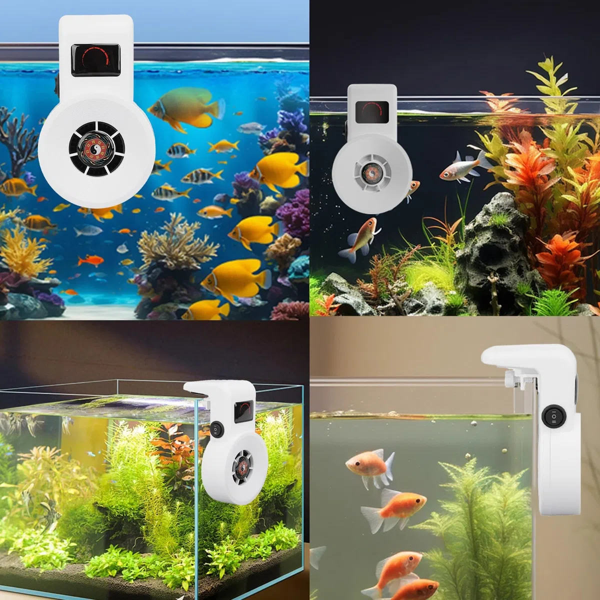 Pssopp Ventilatore di Raffreddamento per Acquario, Due Velocità Regolabili, Materiale ABS, Design Compatto, per Vasche d'Acqua Dolce, Nero