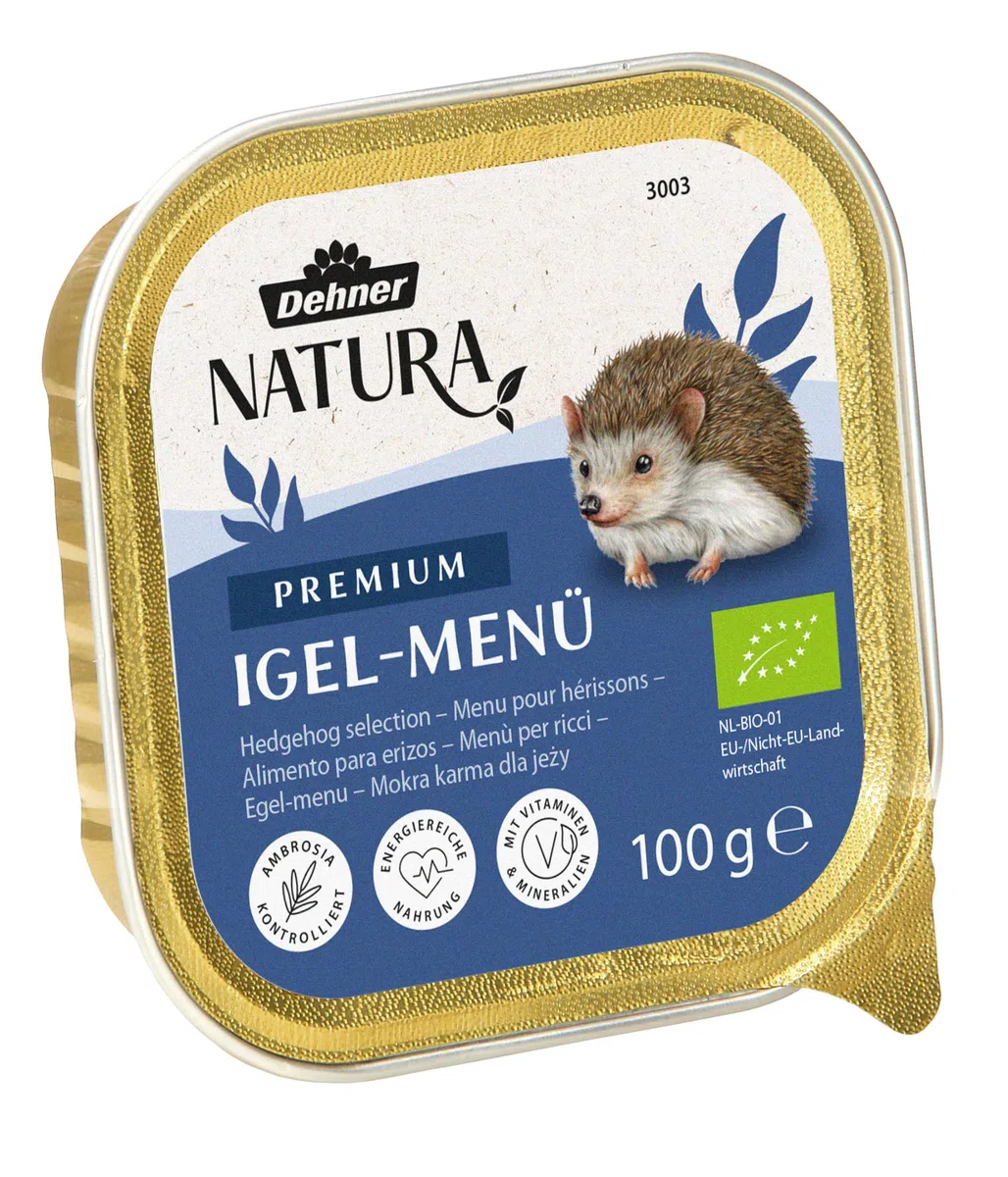 Dehner Natura Premium Menù per ricci, Cibo umido adatto alla specie, cibo completo e speciale, Alimentazione tutto l'anno, svernamento, ricco di proteine, 16 x 100 g.