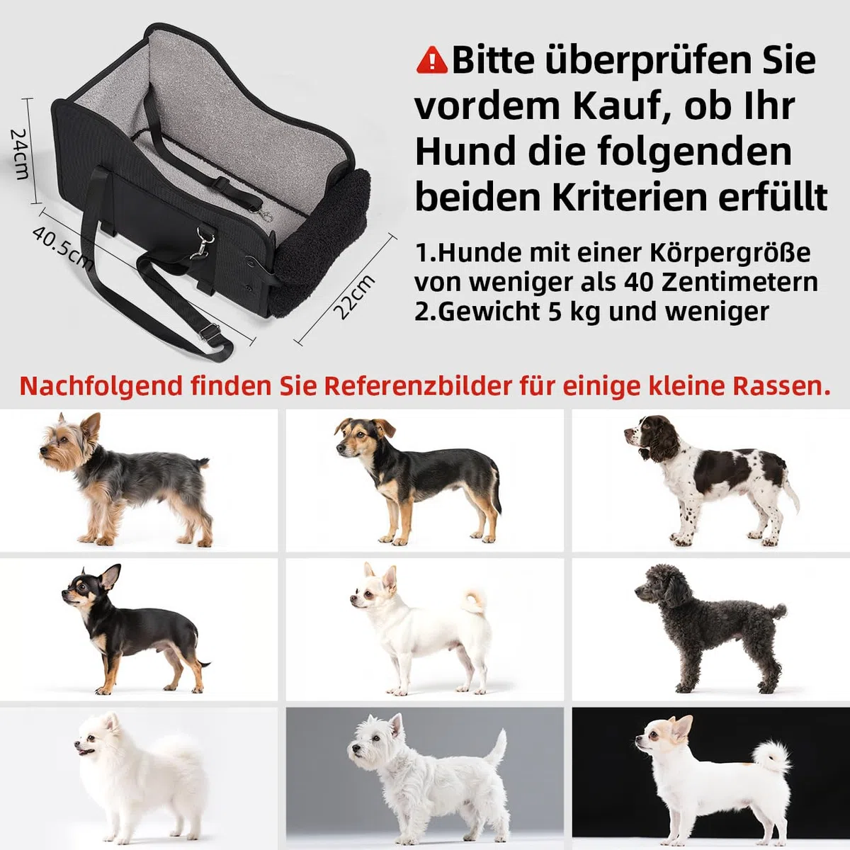 GGW Seggiolino Auto per Bracciolo – Compatibile con il 99% delle Auto, per Cane e Gatto di Piccola Taglia, Impermeabile e Sicuro.