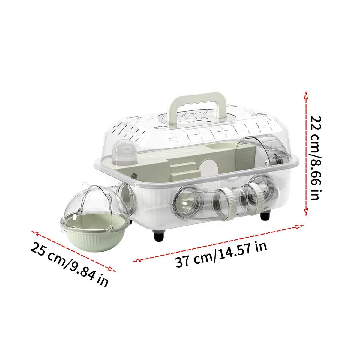 Gabbia Per Gerbilli | Struttura Scomponibile a 2 Piani | Con Tunnel E Ruota Silenziosa 37 x 25 x 22 cm Gabbia Per Topi | Lettiera, Riposo, Nascondiglio, Gerbilli e Topi, Interno Esterno Viaggio