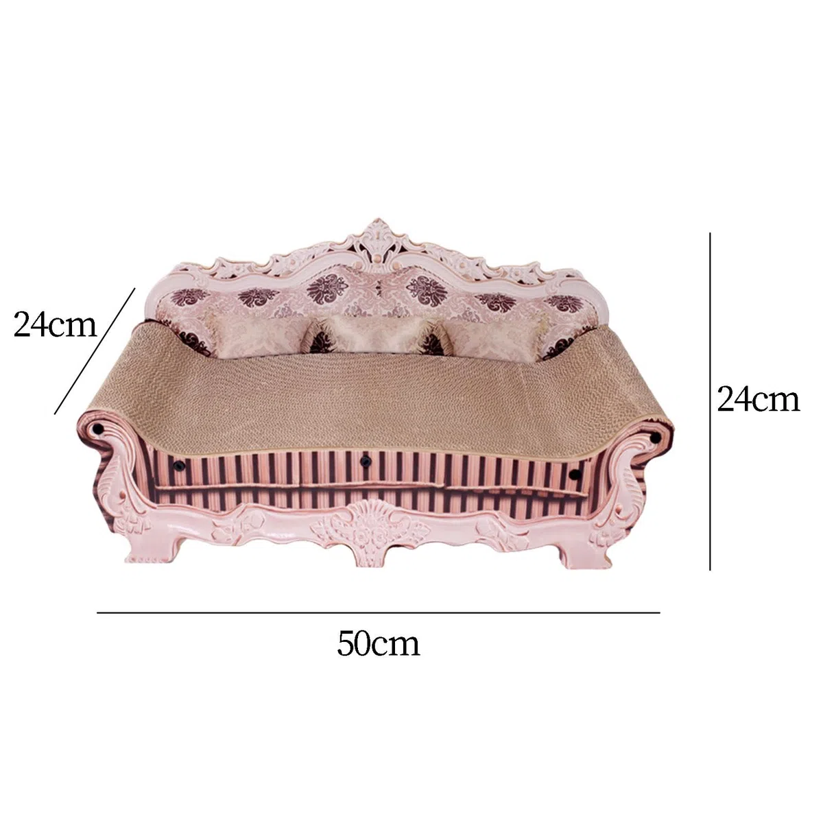 rockible Tiragraffi per Gatti in Cartone Ondulato, Divano, Letto, Tiragraffi per Gatti, 50x24x24 Cm, Accessorio Multifunzionale Resistente all'Usura, Giocattol