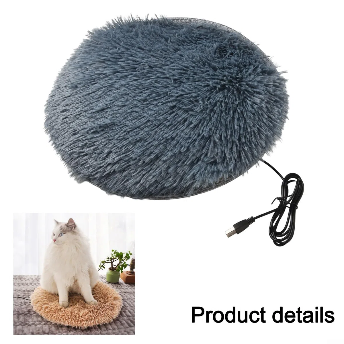 Tappetino termico per animali domestici, riscaldato tramite USB, in peluche, coperta elettrica per cani e gatti, temperatura costante, termostato, tappetino riscaldante elettrico (verde)