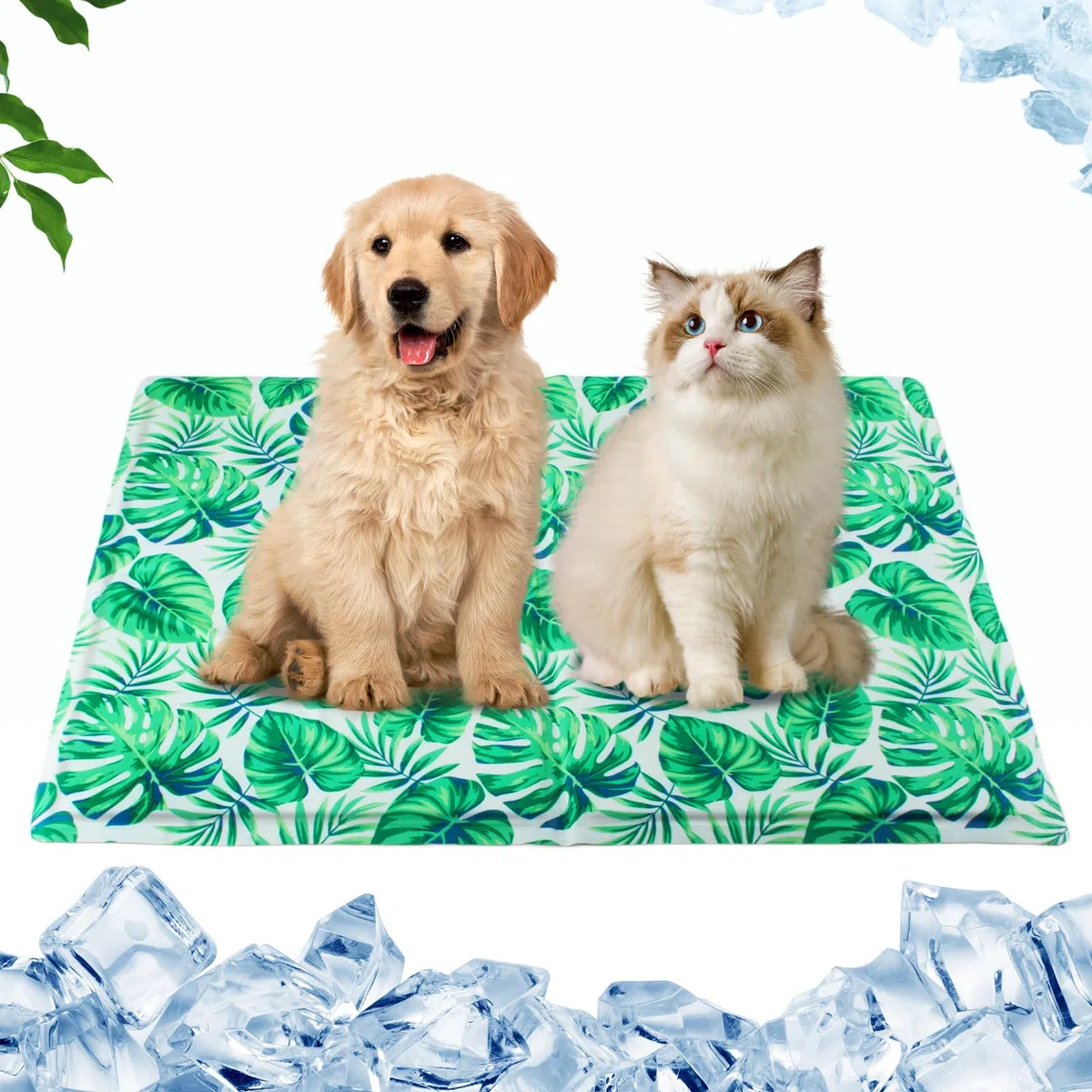 Qoosea Tappetino Rinfrescante per Cani e Gatti, Tappeto Refrigerante Gel Non Tossico per Animali, Tappetini in Gel Autorinfrescante Pet Cooling Mat in Estate - 50 * 65CM