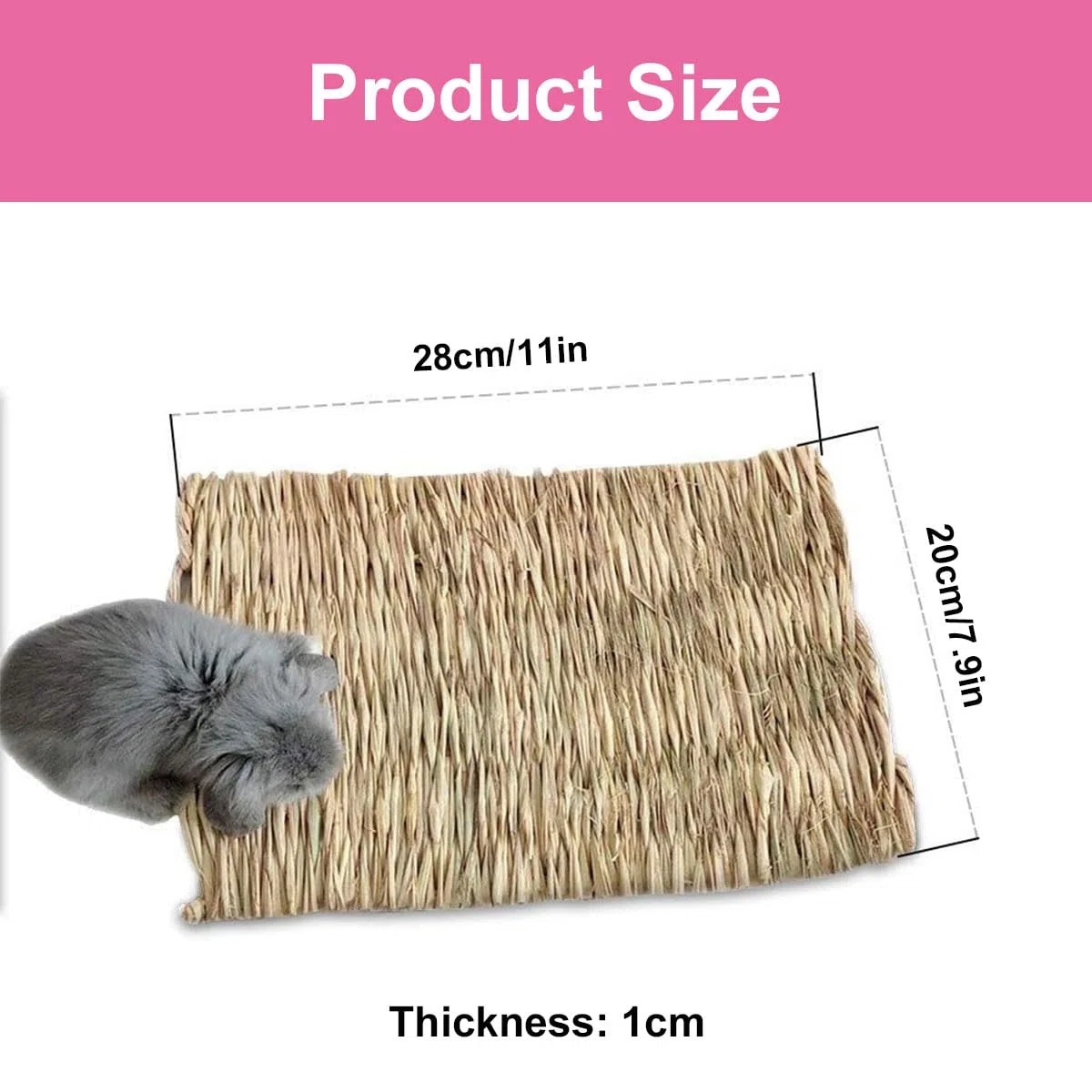 Tappetino Erba Naturale per Conigli, Tappetino per Piccoli Animali, Piccolo Tappeto Erboso Piccoli Animali Domestici Giocattolo da Masticare Letto Tappetini Intrecciata di Fieno Erba Pastiglie, 2 Pz.