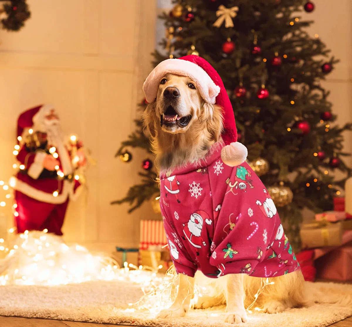 2Pezzi Grande Natale Maglioncino Cane Natale Vestiti per Cani Maglioncini Natalizi per Cani Gatti Abbigliamento Invernale Caldo per Le vacanze Costumi Domestici Caldi Pullover per Cani L