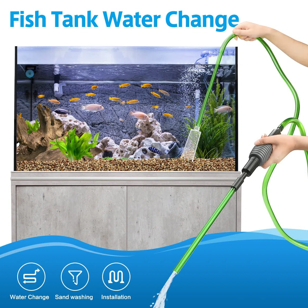 Acquario Cambiatori d'acqua Kit per la pulizia della ghiaia dell'acquario, cambio dell'acqua per acquario, detergente per acquario per filtro dell'acqua dell'acquario
